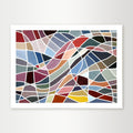 "Color-Grid-Series-IV" - A hard-edge geometric abstract by Elena Alexander, featuring a light and airy grid of pastel-colored rectangular blocks on a cream background.