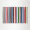 "Colorcode-signal" - A hard-edge geometric abstract by Elena Alexander, featuring a high-contrast sequence of vertical stripes in red, white, grey, and black, resembling a modern signal.