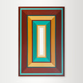 "Copper-Canyon" - A hard-edge geometric abstract by Calgary artist Elena Alexander, featuring a striking combination of vibrant turquoise and warm copper-brown tones.