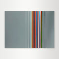 "InThisMoment" - A calming hard-edge geometric abstract by Elena Alexander, composed of colorful vertical stripes on a neutral grey background.