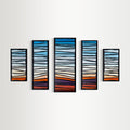 Pop Stripes : Lever de soleil violet - Paysage géométrique abstrait