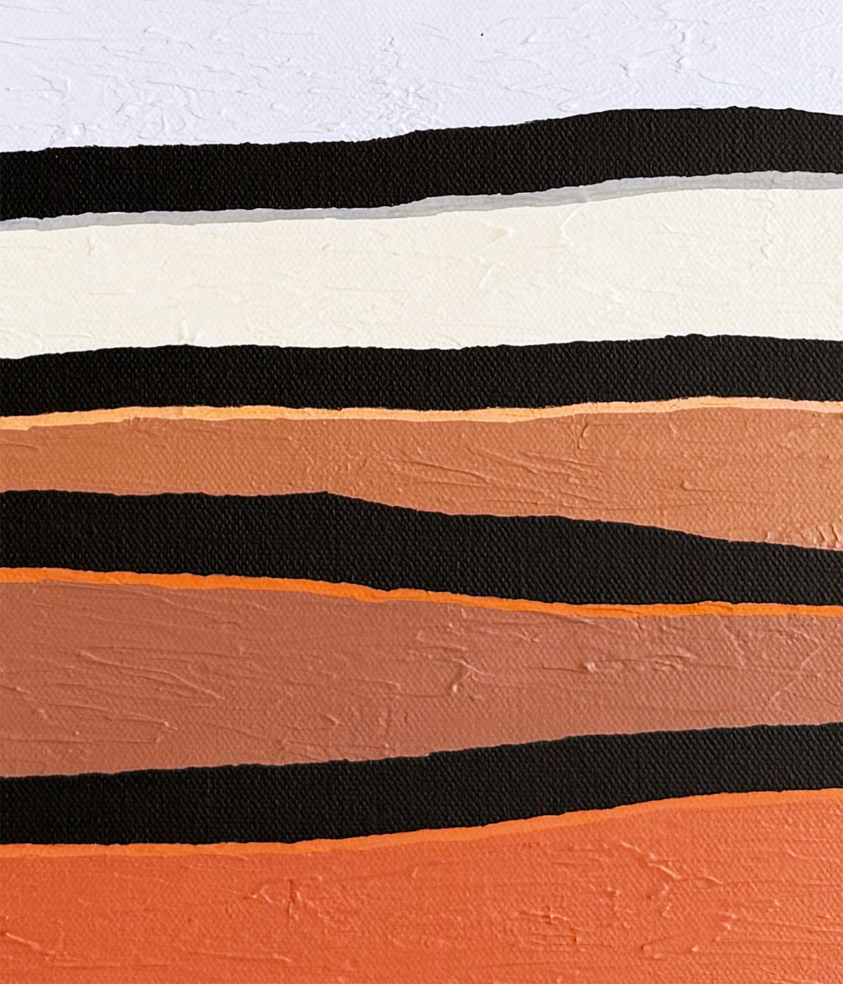 Pop Stripes: Terracotta Horizon - Three-panel Geometric Abstract Landscape