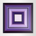 Geometric square painting with concentric purple layers on a white background