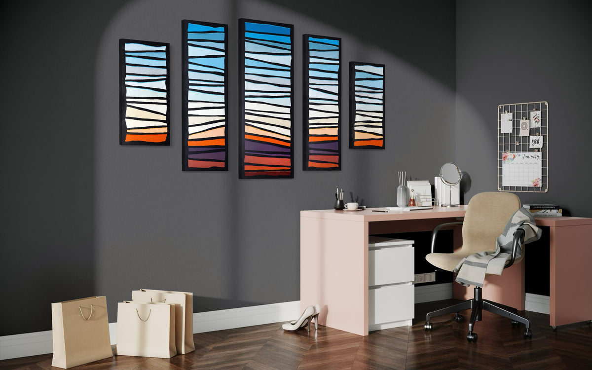 Pop Stripes: Layers of the West - 5 pcs - Abstract Geometric Landscape